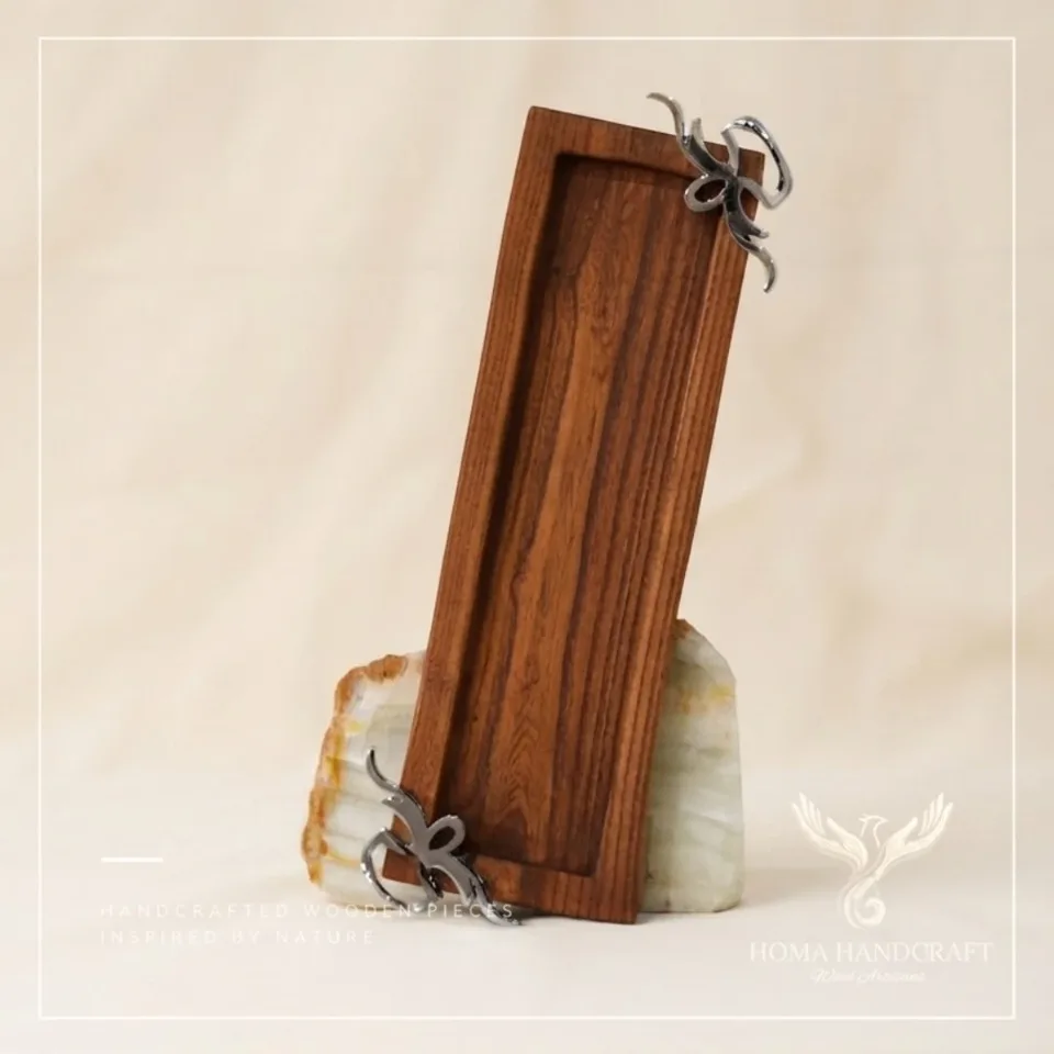 Walnut and onyx tray